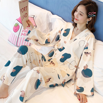 Day Style Pajamas Woman Pure Cotton Thin style Fall Cotton long sleeves Long sleeves Long pants sweet and cute Japanese kimono pyjamas home clothes