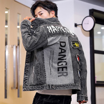 Boys coat Korean version of the trend wild mens coat 2021 new boys autumn denim fashion men loose