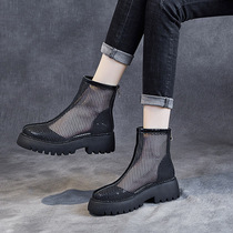2020 Summer new womens shoes in heels casual fashion mesh cool boots back zipper breathable platform shoes waterproof platform