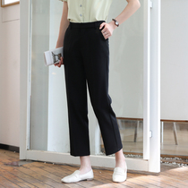 Autumn nine-point trousers women Joker thin black pants loose casual straight pants professional commuter autumn trousers