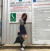  Thom Browne Webbed Knit Twill TB High Waist Short Skirt Pleated skirt A-line skirt