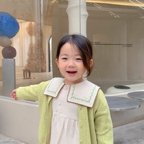 (paip home) spring 2021 knitted shirt long sleeve avocado green spring and autumn Korean ins Wind