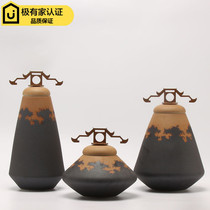 New Chinese style modern ceramic ornaments three-piece set Home living room entrance TV cabinet Wine cabinet decoration Office decoration