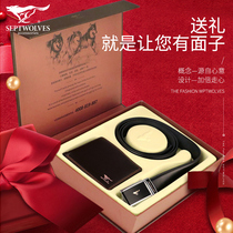 Seven Wolves Mens Wallet Belts Gift Box Clothing Youth Genuine Leather Belt Middle-aged Send Dad Birthday Fathers Day