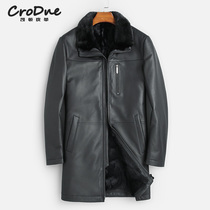 Leather and hair one men Haining leather long coat middle-aged father winter thick fur clearance