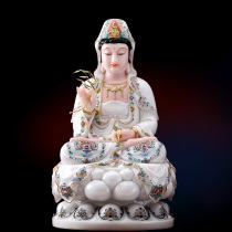Enamel color sitting lotus Guanyin Buddha statue Buddha Hall dedicated to Guanyin Bodhisattva home peace feng shui crafts ornaments
