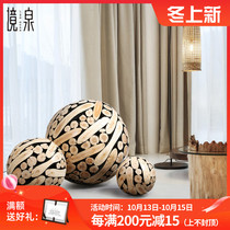 Large solid wood ball stairway floor decoration hotel lobby soft installation installation art sales office beautiful Chen decoration