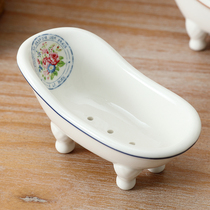 European-style soap box drain creative toilet soap box hotel bathroom soap rack ceramic soap tray Nordic soap dish