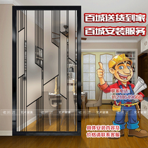 Changhong art glass partition screen background wall Entrance living room Modern simple simple European painted matte home improvement