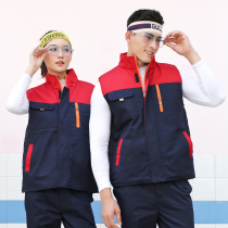 Overalls vest mens cotton clothes logo autumn and winter workshop padded shoulder with reflective strip cotton tooling