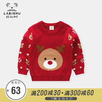  Rabbi tree childrens clothing Boys sweater round neck winter mens treasure sweater Christmas and New Year childrens sweater pullover