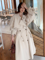 Windbreaker coat women long small man Korean white loose knee 2021 new spring and autumn fashion coat women