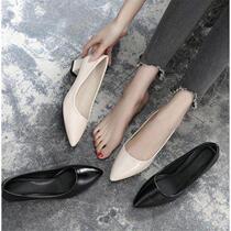 Thick heel shoes womens shallow mouth 2019 autumn new temperament all-match high heels to work mid-heel professional black work shoes