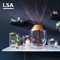 LSA UK imported handmade glass vase creative transparent glass flower arrangement vase household luxury vase ornaments