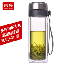 Fuguang glass Portable tea cup Tea water separation cup Large capacity portable filter glass tea cup