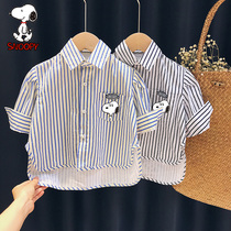 Annu 2022 new boy long sleeve shirt spring autumn clothes children pure cotton striped shirt baby spring jacket
