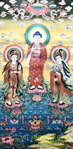 Nepal Tibetan Buddhist boutique Lamas mineral 24K pure hand-painted thangka hanging painting high 140 Tang secret Western Three Saints