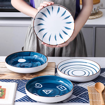 Japanese cutlery Net red plate creative household soup plate ceramic dish dish personality steak dinner plate Nordic ins