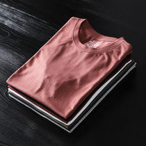 Foreign trade export tail single t-shirt mens short-sleeved cotton round neck solid color wild match original single cut standard cattle goods summer half-sleeve T-shirt