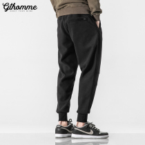 Spring Autumn New Mens Black Sweatpants Loose Bunches Pants Thicken Trendy Trackpants 100 Hitch Casual Pants Men