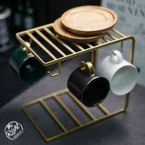 European small luxury Gold high-grade coffee cup and saucer set Iron Stainless steel household afternoon tea set Coffee appliance cup holder