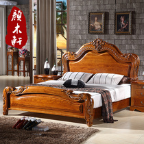 Water ash willow full solid wood bed 1 51 8 meters high box bed Double bed Modern Chinese storage American residential furniture