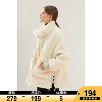 (194 yuan school benefits) fur one coat women autumn and winter straps casual fashion imitation lamb wool coat