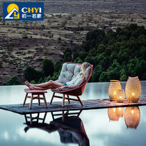 Teak outdoor sofa courtyard designer hotel rattan chair sofa rattan outdoor furniture balcony rattan art sofa chair