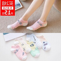 Double socks hidden shallow mouth% boat Socks 100 womens cotton deodorant thin low socks cute sweat 5