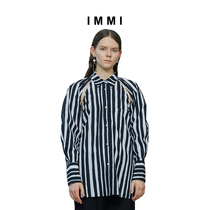 (Designer brand IMMI) black and white stripes multiple wear tie-up shirt 191ST029X