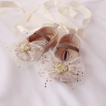 Baby girl single shoes 100-day baby toddler shoes 2020 spring and summer new sweet princess shoes soft-soled shoes 0-1 years old