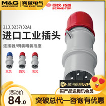 Breakthrough Scame Italy Import Industrial Plug IP44 Five-Core Male Head Connector 32a 32a 213 3237