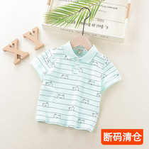 Childrens short-sleeved polo shirt boys baby T-shirt striped cotton half-sleeved summer childrens wear boy shirt top