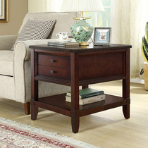 Simple side a few corners a few American solid wood sofa side cabinet shelf small square table side table bedside table gold small table