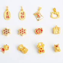 Color-preserving sand gold cartoon bead pendant accessories copper gold-plated DIY red rope bracelet necklace drip oil pendant accessories