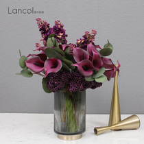 Lancol Modern Light Lavish Simulation Flower Living Room Table Placement Flowers Deep Purple Horseshoe Lotus-Like Board Room Fake Flowers