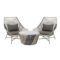 Nordic outdoor leisure rattan chair three-piece balcony rattan table and chair combination creative rattan chair coffee table model room furniture