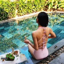 South Koreas new hot spring season swimsuit steel tray gathered thin triangle conjoined Bikini bare Toner beauty back bow