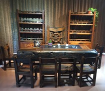 Old boat wooden kung fu tea table and chair combination outdoor large tea table living room office reception table small apartment solid wood coffee table
