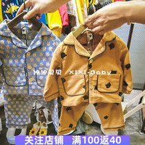 Boys pajamas long sleeve cotton spring autumn children boys home clothes foreign children baby air conditioning clothes
