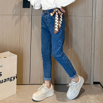 Girls dress autumn childrens gas jeans 2022 Spring and Autumn New Childrens Autumn Girls repair long pants