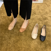 Hong Kong Summer Bow flat sole shoes womens 2021 new shallow round head Joker milk shoes temperament Ballet
