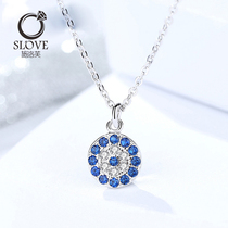 Schlove S925 sterling silver necklace micro-set diamond pendant cross chain Sterling silver hanging jewelry to send girlfriend birthday gift