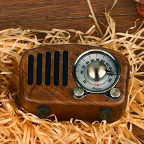  Retro Bluetooth walnut wooden small speaker radio Outdoor portable mini plug-in card small audio subwoofer Little Prince home wireless car FM player Mobile phone computer High quality