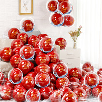 Wedding Balloon Decoration Thickened Explosion Proof Wedding House Wedding Celebration Tennis Red Raw Day Romantic Scene Placement Red Macaron