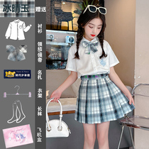 jk uniform suit girls summer dress 2023 new foreign style childrens college style two-piece primary school students pleated skirt tide