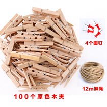 New wood hanging photo clip clip cute note clip hemp rope line Photo clip small wood clip photo clip mini clip