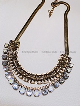 Big-name designer 24k gold high-order crystal multi-level necklace