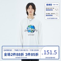 Garbage original design National tide brand earth environment printing loose couple off-shoulder long-sleeved sweater