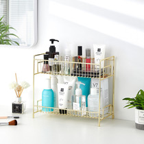 Iron art Double decker Cosmetic Containing Shelf Kitchen Shelve Bathroom table Tabletop Containing basket finishing rack storage box